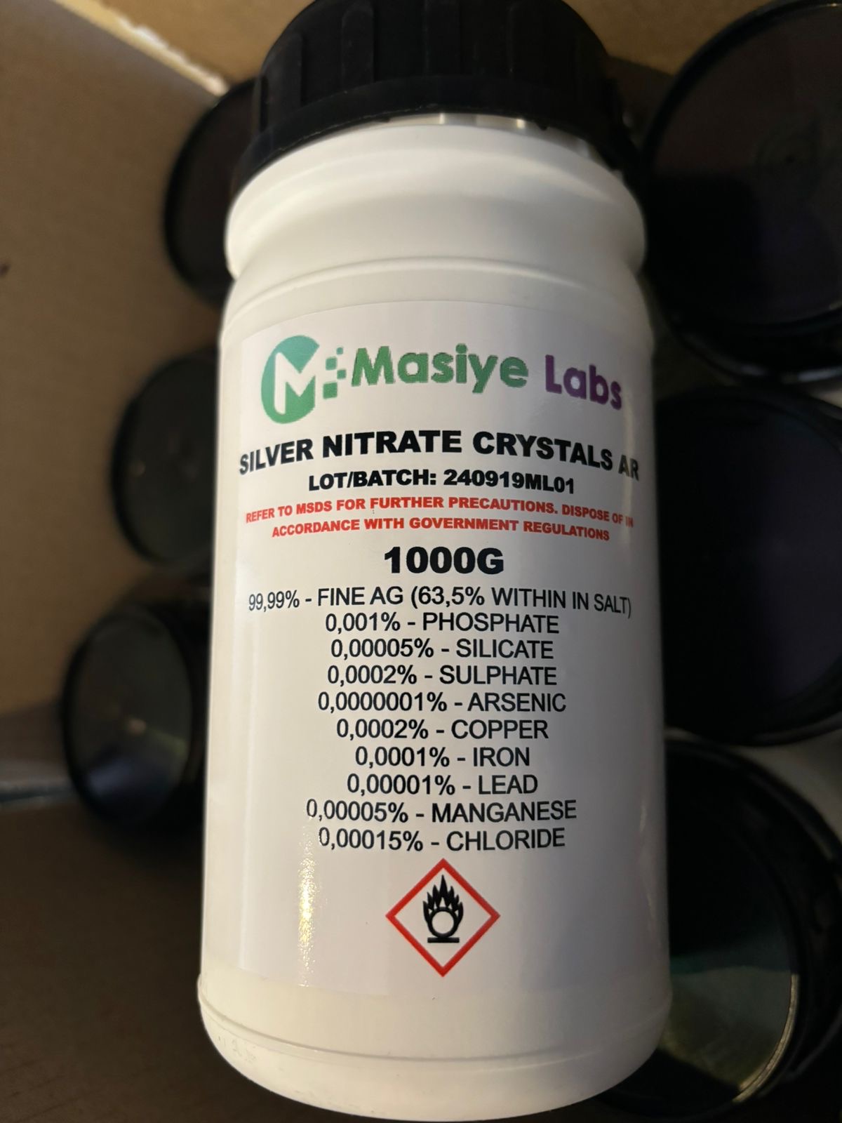 Silver Nitrate 99.9% AR, 1kg Silver Nitrate 99.9% Pure AgNO 3 1kg