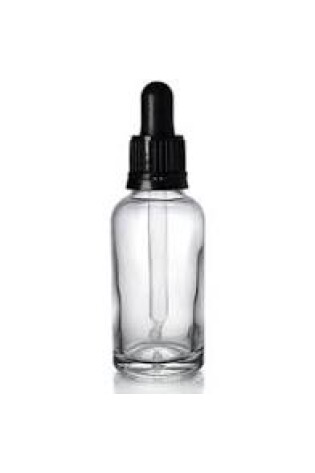 Dropper Bottles Clear Glass Black Lids