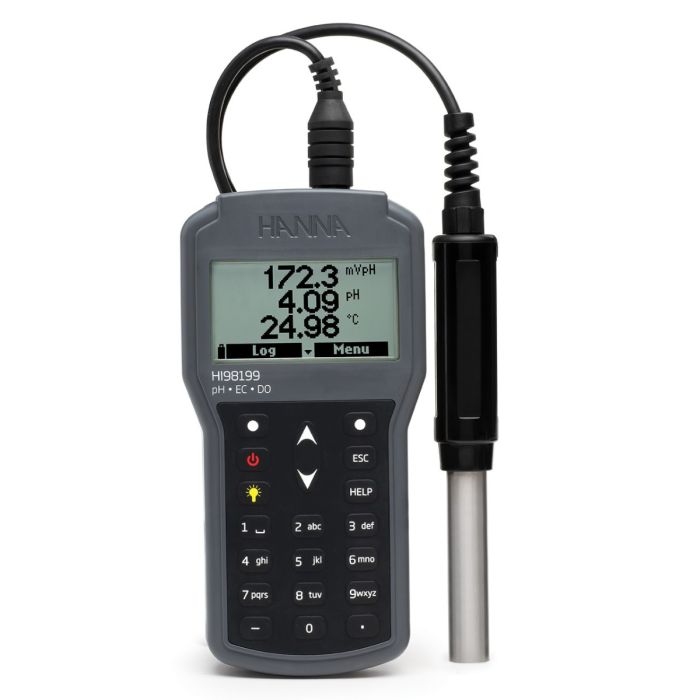 Digital pH,EC,DO portable meter with HI829113 pH electrode. Digital pHECDO portable meter with HI829113 pH electrode.