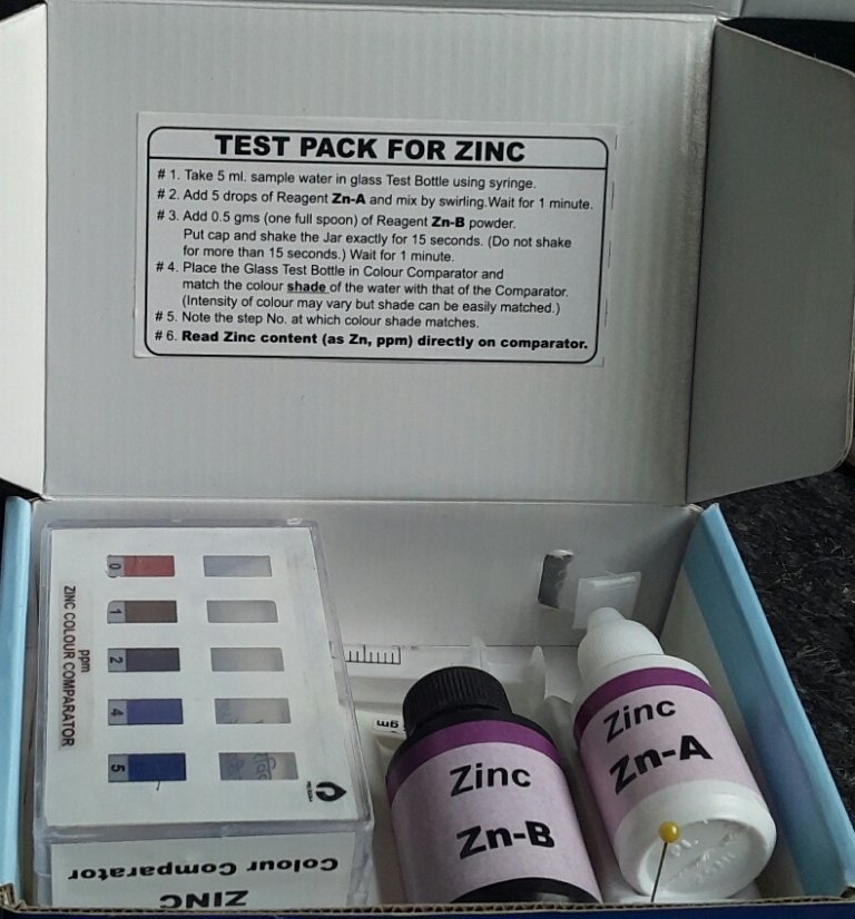 Test Kit Zinc (Colour Card) 0-5ppm Test Kit Zinc 0-5ppm