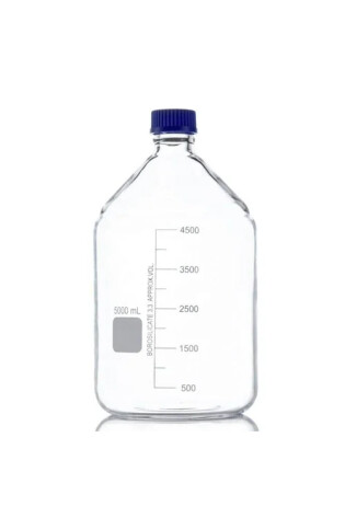 Laboratory Bottles With Blue Cap